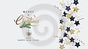 Christmas white banner, invitation, card or flyer