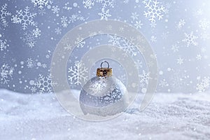 Christmas white scene with isolated Christmas ball