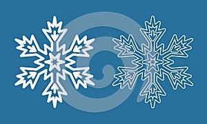 Christmas white snowflake icon, crystal symbol pictogram