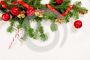 Christmas white wooden background top view