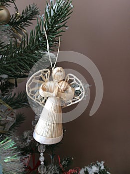 Christmas wickerwork angel decoration