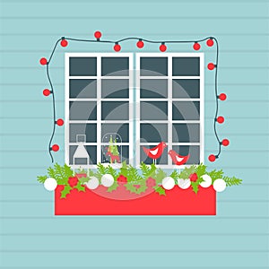 Christmas window. Vector illustration