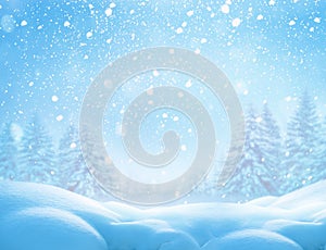 Christmas winter background with snow