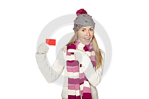 Christmas, winter, beautiful woman in winter hat