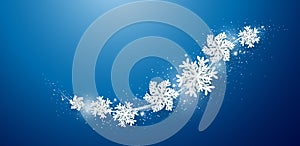 Christmas and winter design of snowflake and snow with lights on blue background vector illustration