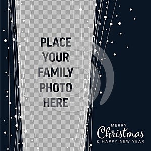 Christmas winter family photo card layout template with stripe