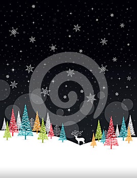 Christmas Winter Frame - Illustration. Christmas Card Black Nature - No text Portrait.