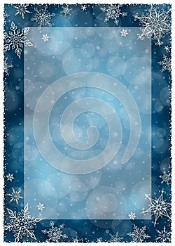 Christmas Winter Frame - Illustration. Christmas Dark Blue - Empty Frame Portrait.