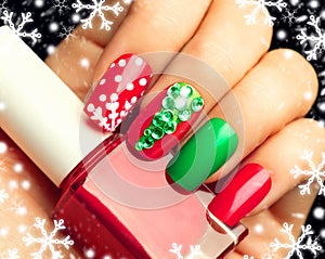 Christmas winter holiday nail art manicure
