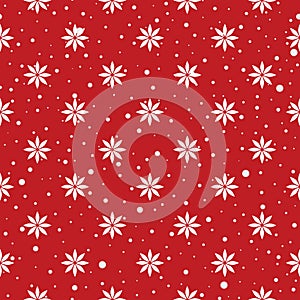 Christmas winter holiday seamless pattern with snow. Floral ornamental scandinavian texture. Artistic festive christmas background