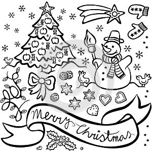 Christmas and winter holidays illustration set
