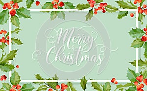 Christmas Winter Holly Berry Banner, Graphic Background, December Invitation, Flyer or Card