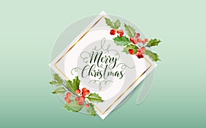 Christmas Winter Holly Berry Banner, Graphic Background, December Invitation, Flyer or Card