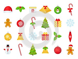 Christmas winter icon set. Vector illustration in flat design