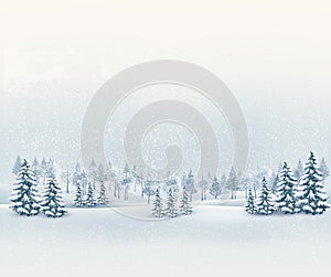 Christmas winter landscape background.