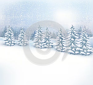 Christmas winter landscape background.