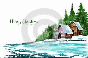 Christmas winter scenery of cold weather and frost christmas tree background