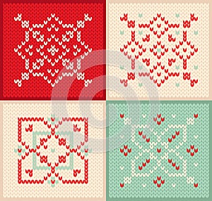 Christmas and Winter set knitted pattern with snowflakes