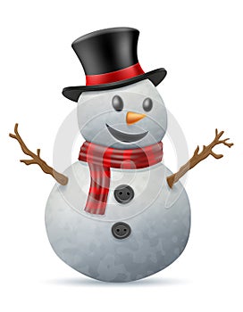 christmas winter snowman made of big snowballs vector illustration