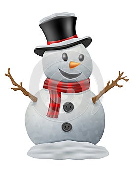 christmas winter snowman made of big snowballs vector illustration