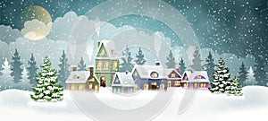 Christmas Winter Village Scene photo