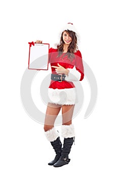 Christmas woman with an empty letter