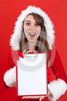 Christmas woman with an empty letter