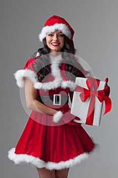 Christmas woman with gift box