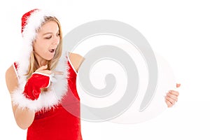 Christmas woman showing advert