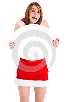 Christmas woman showing advert