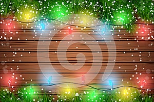 Christmas wooden background