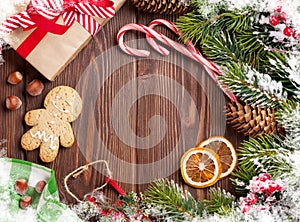 Christmas wooden background