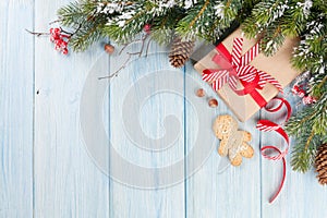 Christmas wooden background