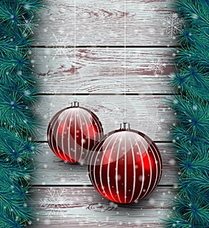 Christmas wooden background