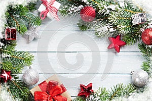 Christmas wooden background