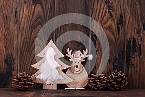 Christmas wooden background and decoration