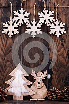 Christmas wooden background and decoration