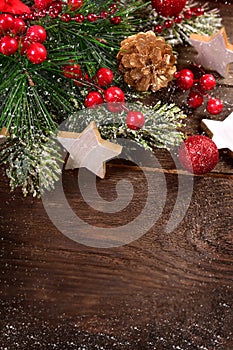 Christmas wooden background with decoration
