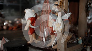 Christmas wooden colourise toys of angel hanging