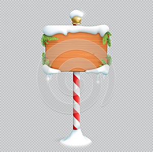 Christmas Wooden Sign Blank With 3d Snow Vector Edit