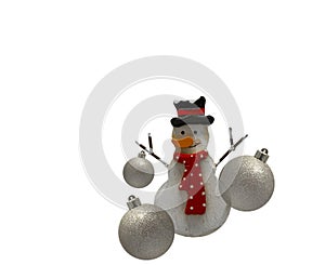 Christmas wooden snowmen decoration isolated on white background. Merry Christmas and Happy New Year Holidays greeting