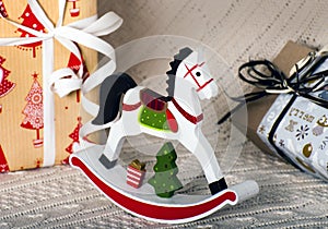 Christmas wooden toy horse