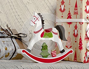 Christmas wooden toy horse