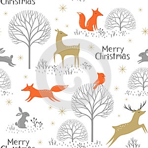 Christmas woodland pattern