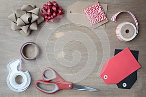 Christmas Wrapping Equipment Flat Lay