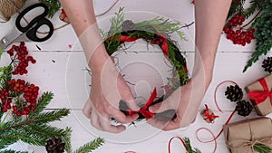 Christmas wreath of blueberry branches.