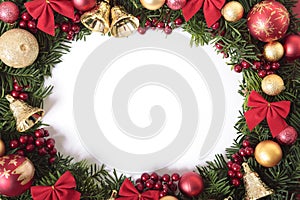 Christmas wreath border frame with white copy space