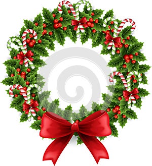 Christmas wreath with bow photo