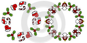 Christmas wreath clipart, Christmas frame banner. Winter