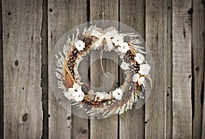 Christmas wreath with and cotton